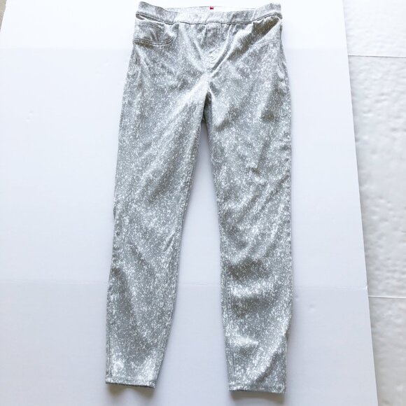 SPANX Jean-Ish Ankle Leggings Speckled Grey Pull On Pants Jeans Womens Large - Picture 3 of 9